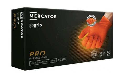  Mercator Go Grip Orange Rękawiczki jednorazowe nitrylowe L 50 szt.Pomarańczowe